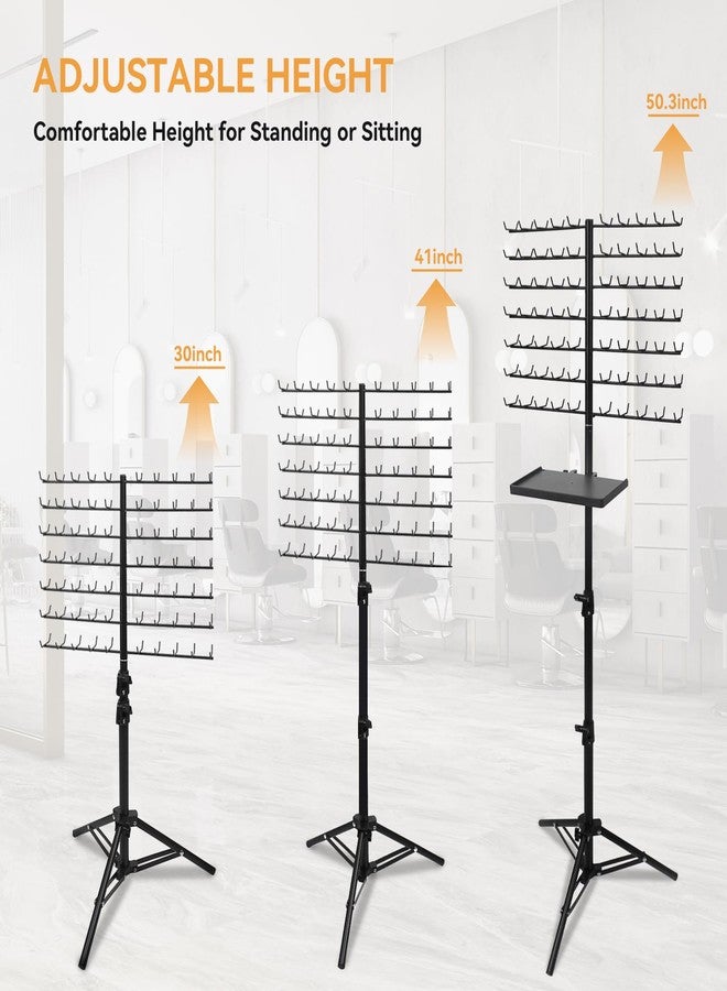 BRIAN & DANY حامل شعر للتضفير من بريان آند داني، 140 وتدًا، قابل لتعديل الارتفاع، مع صينية صالون، وحامل فاصل للشعر لمصففي الشعر، أسود - Image 2